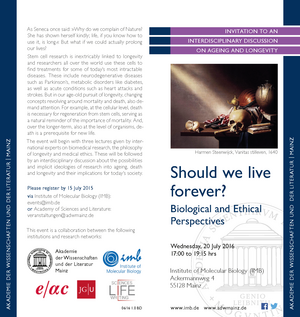Should we live forever? - Biological and Ethical Perspectives